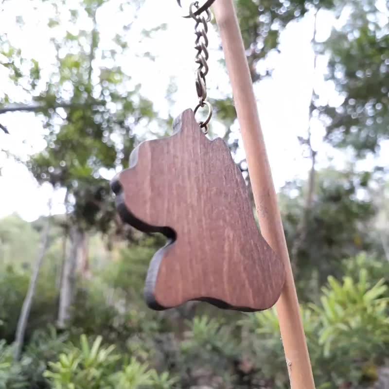 手工木作创意钥匙圈  猫头 - 钥匙链/钥匙包 - 木头 咖啡色