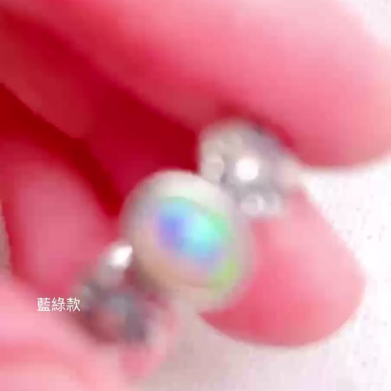 蕾丝织纱白色欧泊戒指 / 蛋白石 / 925纯银 / 蛋面宝石 / Opal - 戒指 - 宝石 粉红色