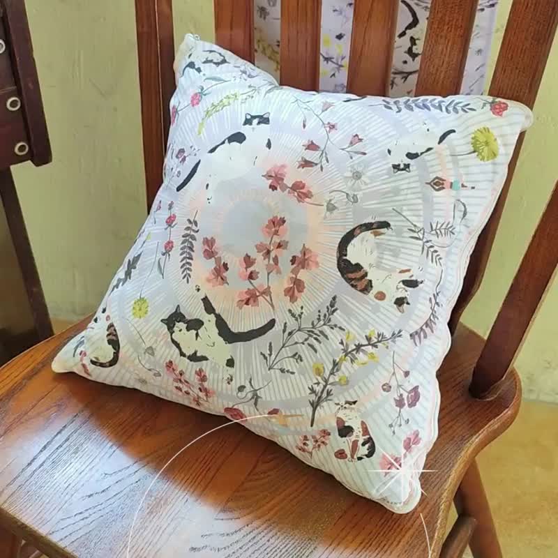 Yogis Cat and Flower 二合一抱枕夹棉被 (收起为抱枕, 展开为被) - 被子/毛毯 - 聚酯纤维 